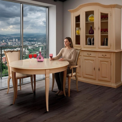 Iesszëmmer Miwwelen Massiv Holz Vitrinen Schaf Echt Holz Anrichte Vitrine Glas Nei