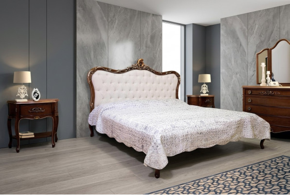 Bett 2x Nuetsdësch 3 tlg. Schlofzëmmer Set Design Miwwelen Modern Luxus Better Nei