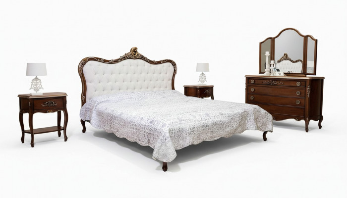 Bett 2x Nuetsdësch 3 tlg. Schlofzëmmer Set Design Miwwelen Modern Luxus Better Nei