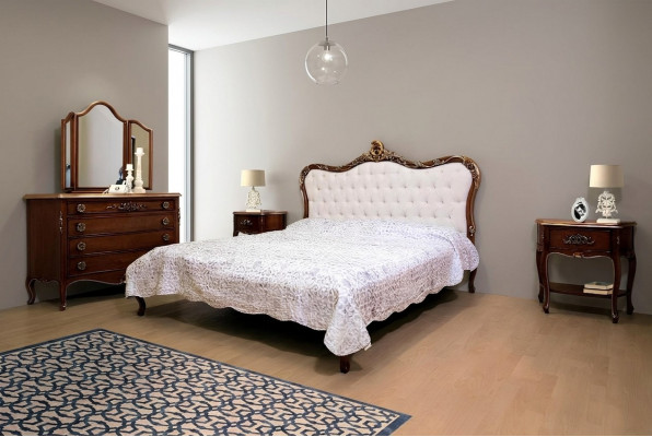 Schlofkummer Design Klassesch Luxus Miwwelen Modern Bett 2x Nuetsdësch 4-Deeler Set