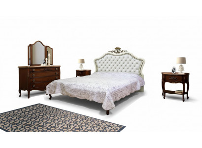 Komplett 4er Set fir Schlofkummer Design modern luxuriéist Bett 2x Nuetsdësch Kommode