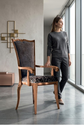 Iesszëmmerstull Art déco Aarmlehn Iesszëmmer Still Design Textil Luxus Lehnstull