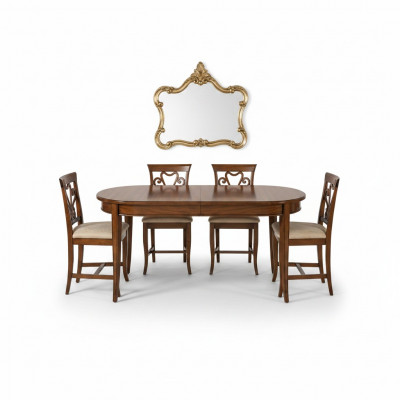 Iessdësch + 4x Still Stull Iesszëmmer Set Iess Grupp Modern Dësch Dëscher Garnitur