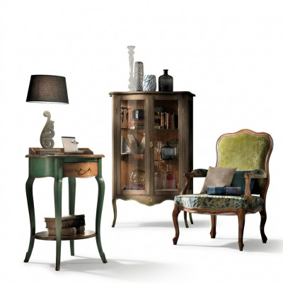 Barockmiwwelen Vitrin Konsole Set Holzkonsoolschaf Vitrine Miwwelen Set 3stéck. Nei