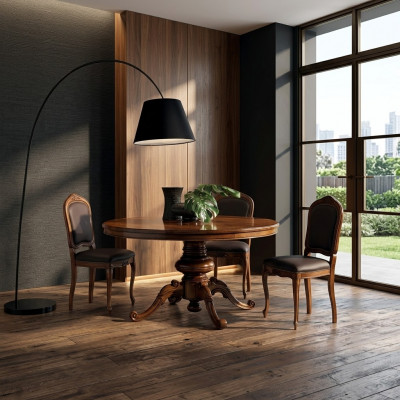 Iesszëmmer Dëscher Ronn Miwwelen Iessdësch Luxus Ronn Dësch Massiv Holz Italien nei