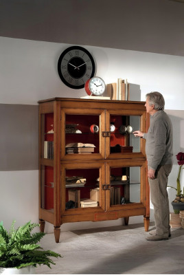 Wunnzëmmer Kommode Glas Schaf Vitrin Iesszëmmer Kommode Holz Schief Méibel