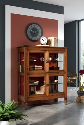 Wunnzëmmer Kommode Glas Schaf Vitrin Iesszëmmer Kommode Holz Schief Méibel