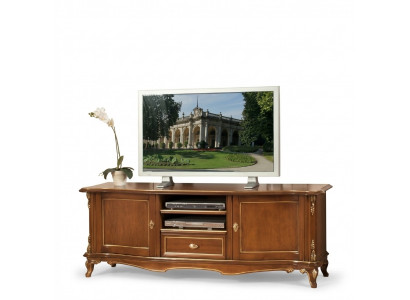 TV-Säitestéck RTV Wunnzëmmer Design Regal Braun Holz Regaler Lowboard Italien Nei