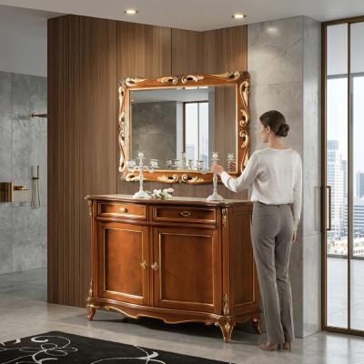 Säitenschränk Holz Schaf Mobilier Kommoden Braun Kommode Anrichte Sideboard Massiv
