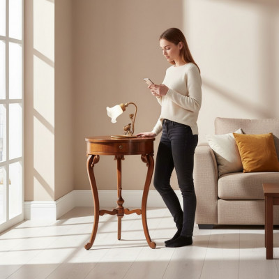 Kaffi Bäistelltëscher Wunnzëmmer Ronn Couchtisch Luxus Design Couch Dësch Neit