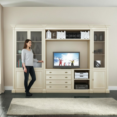 TV-Schaf Wandzich Lüecht Holz Wunnzëmmer Miwwelen Nei Wunnzëmmer Wandregal