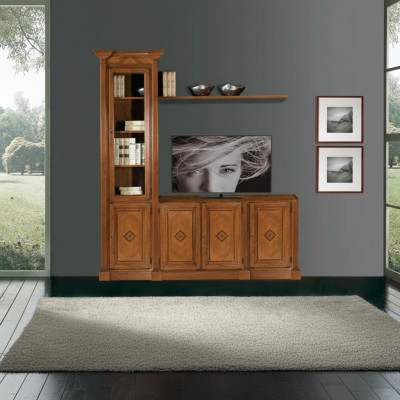 Schaf Vitrinn Holz Wunnzëmmer Miwwelen TV Schiefwand Moderne Design Wunnwand