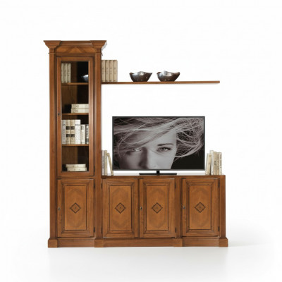 Schaf Vitrinn Holz Wunnzëmmer Miwwelen TV Schiefwand Moderne Design Wunnwand