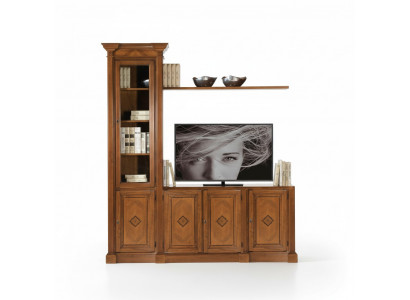 Schaf Vitrinn Holz Wunnzëmmer Miwwelen TV Schiefwand Moderne Design Wunnwand