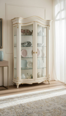 Vitrine Glas Schaf Vitrine Wunnzëmmer Holz Kommode Italienesch Miwwelen Regal