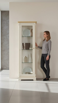 Massivholz Glasvitrine Schieferschaft Echt Holz Vitrine Wunnzëmmermöbel Kommod