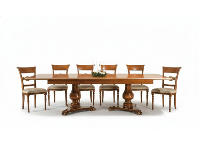 Komplett Set Iessdësch + 6 Still Iesszëmmer Set Iess Grupp Holz Dësch Dëscher 7tlg