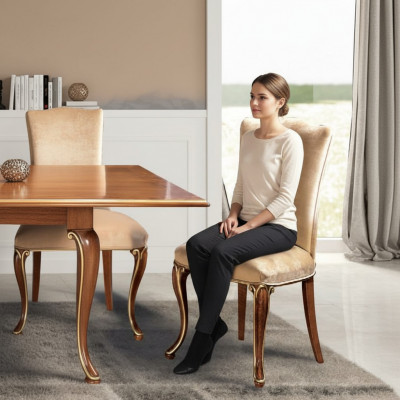 Still Holz Italienesch Miwwelen Iesszëmmer Still Luxus Design Lehnstull Echt Holz