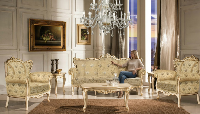 Italienesch Sëtzgrupp Klassesch Miwwelen Sëtzgepolster Set Sofa Canapé 4-Teileg. Nei