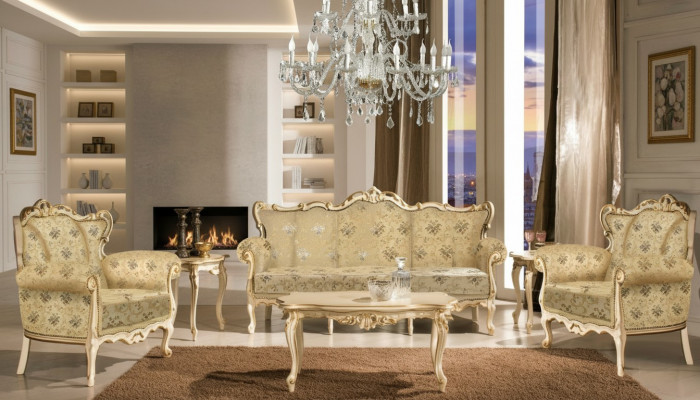 Italienesch Sëtzgrupp Klassesch Miwwelen Sëtzgepolster Set Sofa Canapé 4-Teileg. Nei