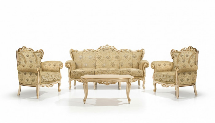 Italienesch Sëtzgrupp Klassesch Miwwelen Sëtzgepolster Set Sofa Canapé 4-Teileg. Nei