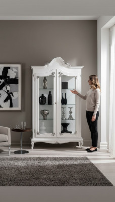 Vitrine Wäiss Glasvitrine Design Klassesch Schaf Luxus Holz Miwwel Vitrinn Nei