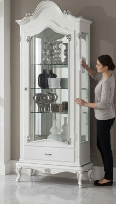 Vitrinen Glas Schaf Italesch Miwwelen Vitrin Wunnzëmmer Kommod Schief