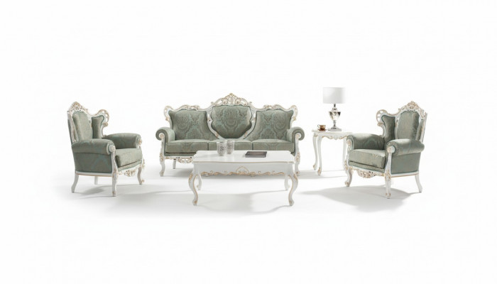 Sofagarnitur Set Canapé Klassesch Barock Miwwele Wunnzëmmer Canapé 5tlg. Sofa Dësch