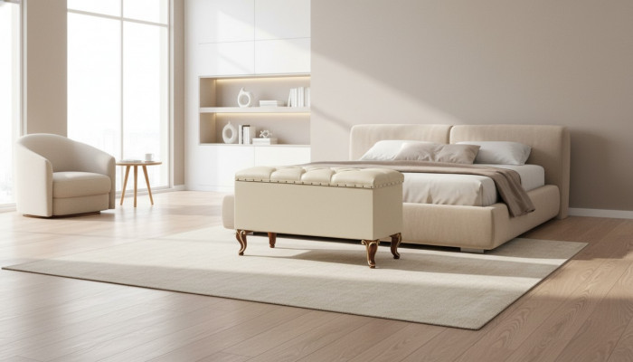 Hocker Design Holz Italienesch Miwwele Luxus Wunnzëmmer Fousshocker Stiler Elisa Nei