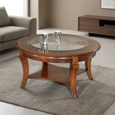 Couchtisch Holzdësch Design Dëscher Italienesch Miwwelen Glastësch Ronn Dësch Braun