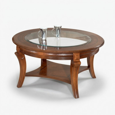 Couchtisch Holzdësch Design Dëscher Italienesch Miwwelen Glastësch Ronn Dësch Braun