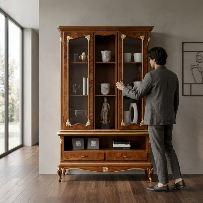 Vitrine Glas Schaf Schief Vitrinen Holz Kommode Italienesch Miwwelen Brong.