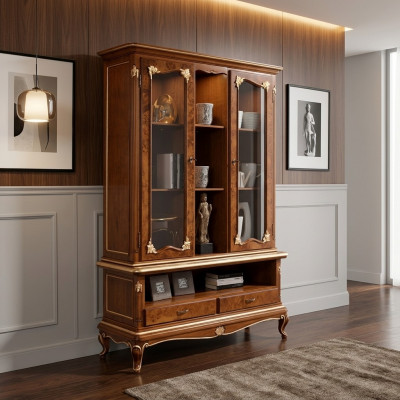 Vitrine Glas Schaf Schief Vitrinen Holz Kommode Italienesch Miwwelen Brong.