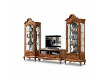 Wunnwand Set 3tlg. Wunnzëmmer rtv Vitrinn Buffetschaf Regal Luxus Wandschränke Nei