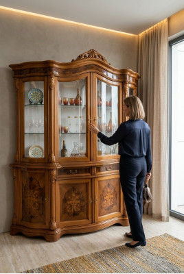 xxl Vitrinnen Glas Schaf Echt Holz Vitrine Kommod Italienesch Miwwelen Schranken