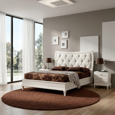 Bett Schlofschlofzëmmer Set Bett 2x Noperldesch Holz Klassesch Italienesche Miwwelen 3 Deeler