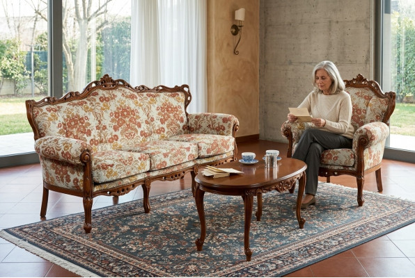 Italienesch Sofasetz Klassesch Sofa Couch Set Couchtisch 3-Teile. Set