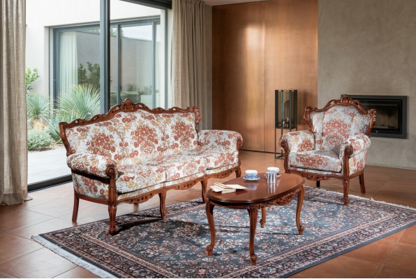 Italienesch Sofasetz Klassesch Sofa Couch Set Couchtisch 3-Teile. Set