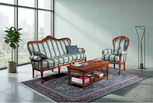 Klassesch Sofasëtzung Couch 3+1 Sëtzene Sofa Couchen Italienesch Miwwelen Textil