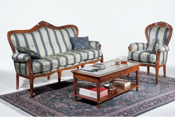 Klassesch Sofasëtzung Couch 3+1 Sëtzene Sofa Couchen Italienesch Miwwelen Textil