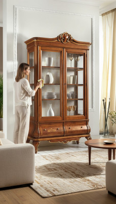 XXL Glasvitrine Klassesch Schranken Luxus Kommod Italiaenesch Miwwelen Kommod