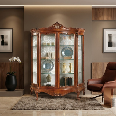 Glasvitrineniesschaf Sideboard Miwwelen Holzschaf XXL Luxusvitrineniesschaf Holz