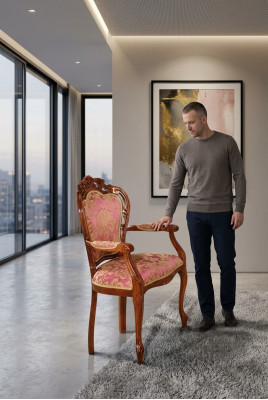 Klassesch Still Stull Designer Holztuul Iesszëmmerstull Luxus Holz Suedelstull