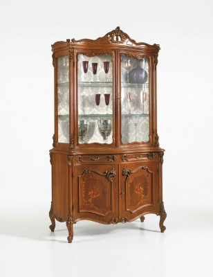 Vitrine Iesszëmmer Kommod Echtholz Schréin Italienesch Miwwelen Glas Schaf Neio.