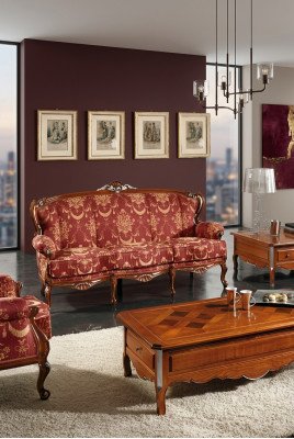 Klassesch 3-Sëtzer Canapé Sofa Canapé Polstersofa Couchen Barock Sofa