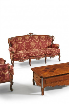 Klassesch 3-Sëtzer Canapé Sofa Canapé Polstersofa Couchen Barock Sofa