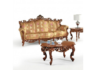 Klassescht Dräisëtzert Sofa + Dëschset Klassescht Italienesch Miwwelen 2stéck