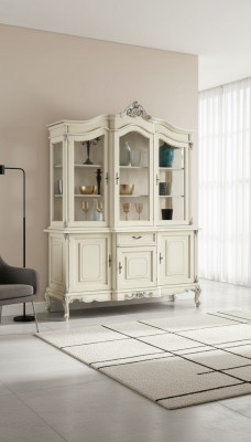 wéiss Vitrine Italienesch Luxus Miwwelen Vitrinen Anrichte Schaf Glas Schief