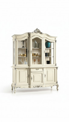 wéiss Vitrine Italienesch Luxus Miwwelen Vitrinen Anrichte Schaf Glas Schief