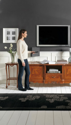 TV Sideboard Lowboard Schaf RTV Wunnzëmmer Dësch Holzmiwwel + Couchtisch nei